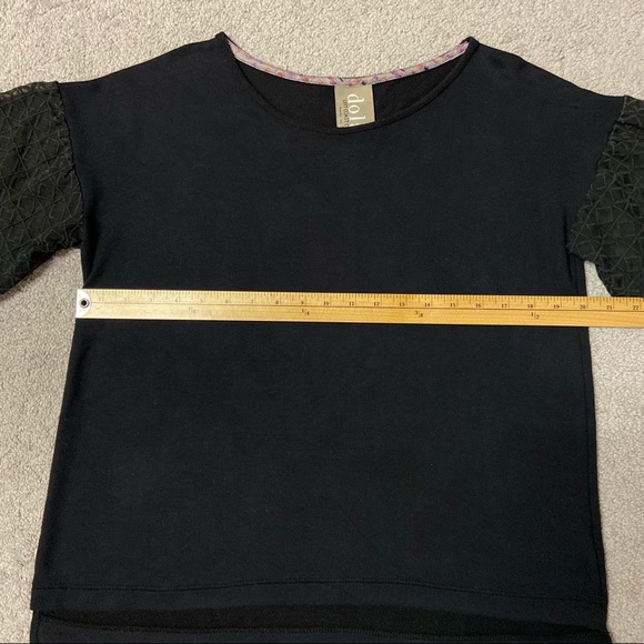 ANTHROPOLOGIE DOLAN Laced Lantern Short Sleeve Boxy Top Black Size S - Picture 9 of 10